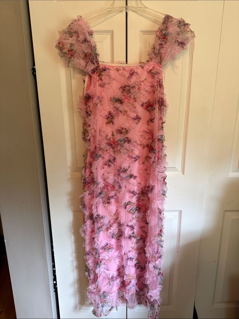 Women’s Pink Floral Ruffle Dress